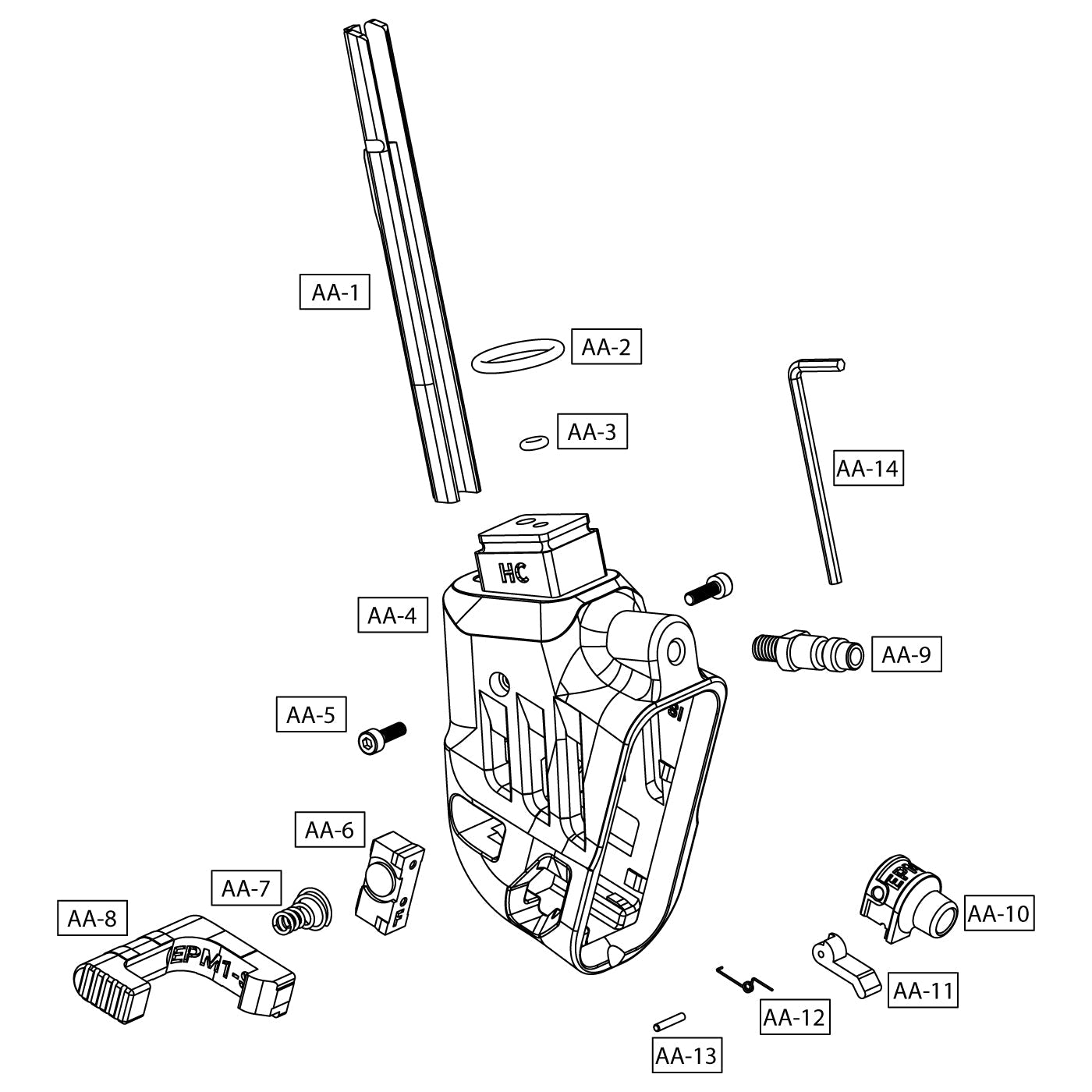 Adaptateur HPA M4 version angle- pièces détachées